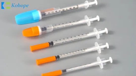 Seringa de insulina para equipamentos médicos descartáveis ​​com agulha fixa 0,3ml para atacado